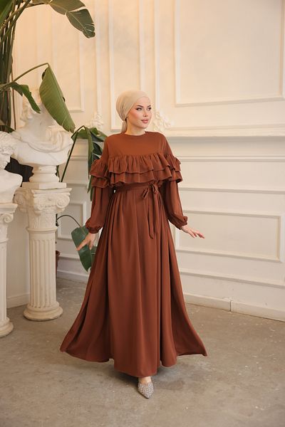 Nissra Ankanoor Taba Casual φόρεμα με διπλό βολάν Anka255068