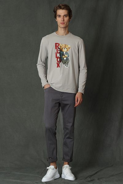 Lufian Helt Smart Men's Chino Trousers Slim Fit Gray