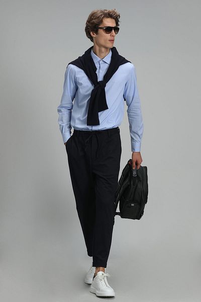 Lufian Cămașă de bază Fore pentru bărbați Slim Fit Albastru