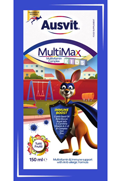 Ausvit Multimax Kids Çörekotu Yağı, Beta Glukan, Multivitamin ve Şurup 150ml