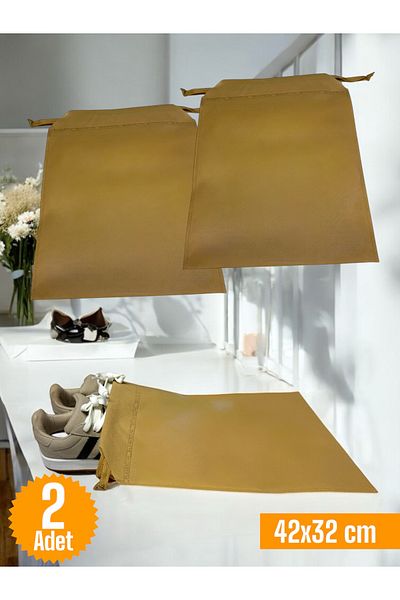 Balkan Room 2 Pcs Beige Drawstring Shoes Storage Bag Travel Pouch Multipurpose Closet Drawer Suitcase Organizer