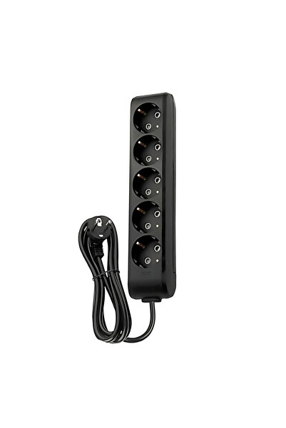 VİKO Beşli Çoklu Priz, Topraklı, Uzatma Kablosu, 5li, 3m, Siyah