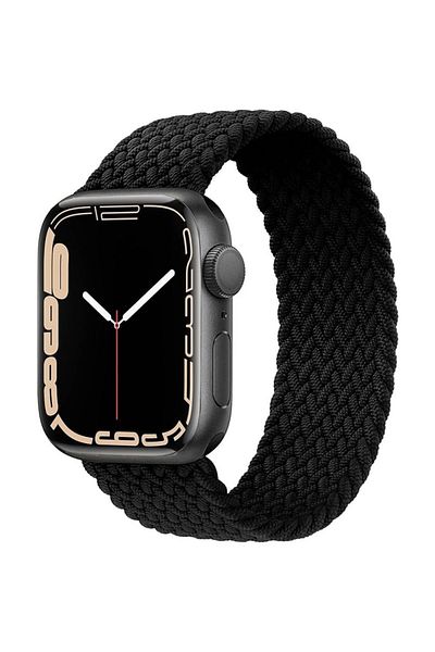 Generic Braided Solo Loop Sports Strap Elastic Bands for Apple Watch Series 6/SE/5/4/3/2 - Black, 38/40mm, S