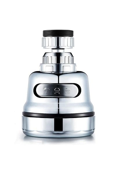 Miggles Water Saving 3 Function Kitchen Faucet Head 360 Degree Rotating Head Chrome Look