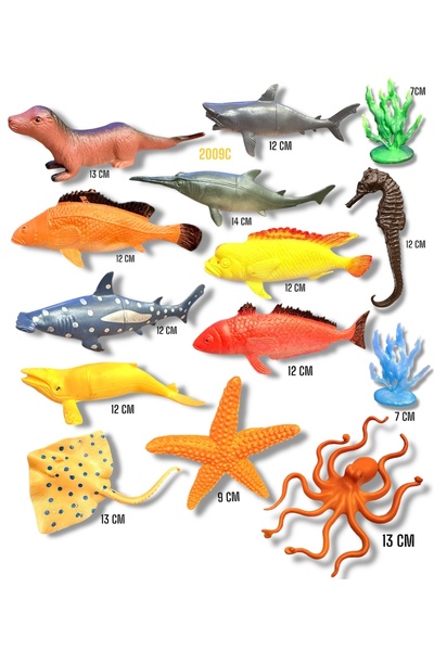 tmtoysandmore Okyanus Deniz Hayvanları Büyük Boy 14 Parça Kırılmaz Nadir Hayv...