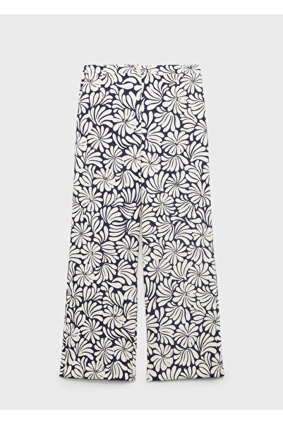 MANGO Woman Çiçekli keten pantolon