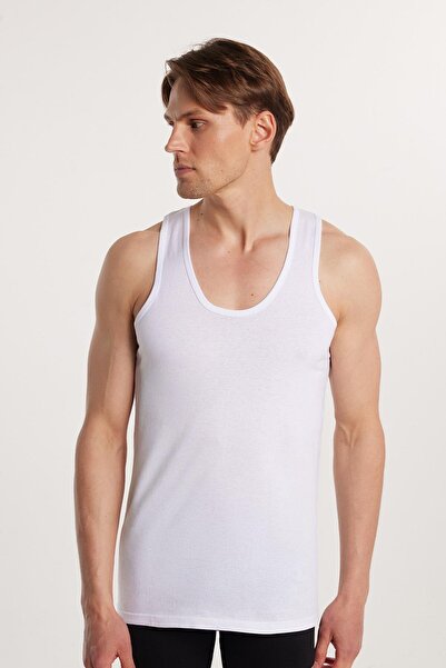 Tudors 6 Adet Compact Penye Siyah-Beyaz-Gri Erkek Atlet Pamuklu Standart Fit Normal Kesim 6'lı Paket