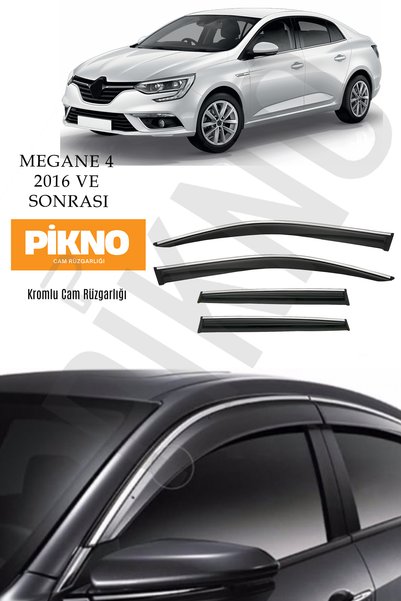 pikno Renault Megane 4 Sedan 2016 ve Sonrası Kromlu Cam Rüzgarlığı 4lü Set A+...