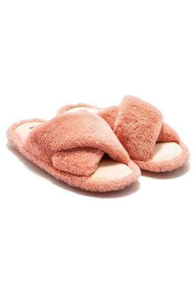 Twigy Cc0181z Tw Çapraz Peluş Ev Terliği Pembe Kadın Terlik