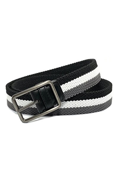 Classic Milano Braided Canvas Woven Elastic Stretch Belt for Men with Multico...