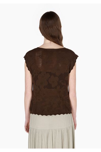 Colin's Regular Fit Round Neck Floral Women's Brown Sleeveless Sweater