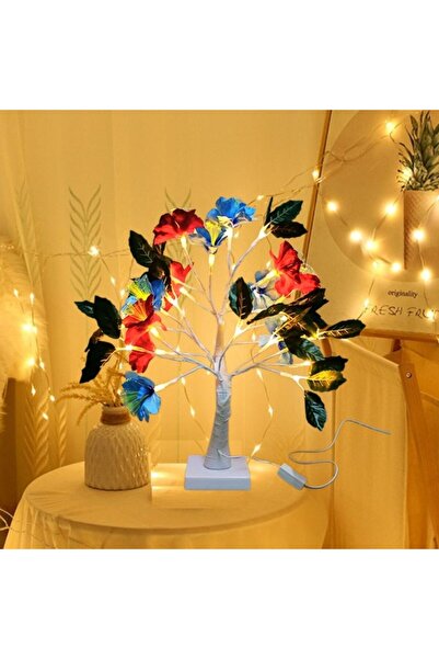 Livava Led Işıklı Çiçek Masa Lambası, Renkli, 45x45