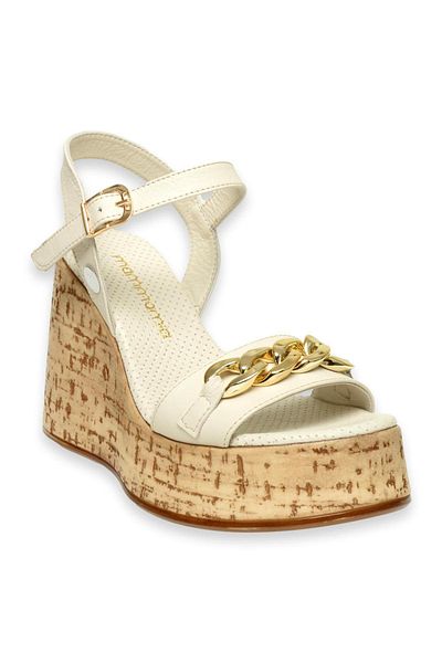 Mammamia D24Ys-1415Z Wedge Heel Off White Women's Sandals