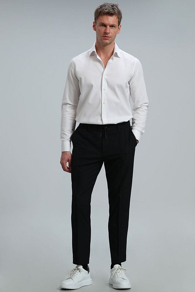 Lufian Cămașă de bază pentru bărbați Wonder Comfort Fit, albă