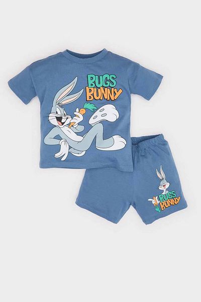 DeFacto Looney Tunes Dark Blue Baby Boy Bottom-Top Set E7693A5/Be364