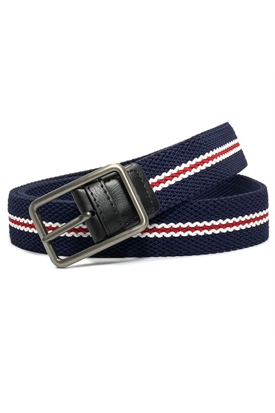Classic Milano Braided Canvas Woven Elastic Stretch Belt for Men with Multico...