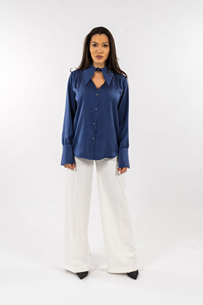 Gorgeaux Set bluză albastră și pantaloni albi Estera - XL(42)