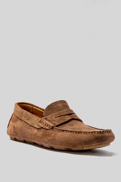 Lufian Stroll Suede Loafer Shoes Brown