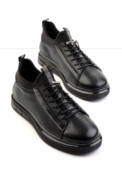 Bambi Black Floater Genuine Leather Men's Sneakers E 01585756540