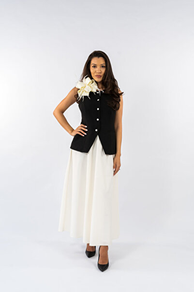 Gorgeaux Set vestă și fustă alb-negru Anca - XL(42)