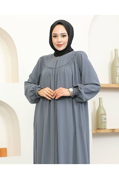 ECESSAMODAM Gathered Medina Silk Ferace with Gipeli Robe and Sleeves