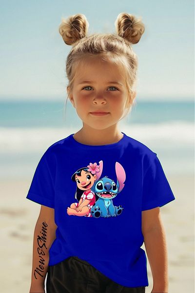New Shine 1 tricou este un cadou pentru achiziții de 6 și mai sus în coș - Tricou pentru copii supradimensionat cu imprimeu Lilo și Stitch