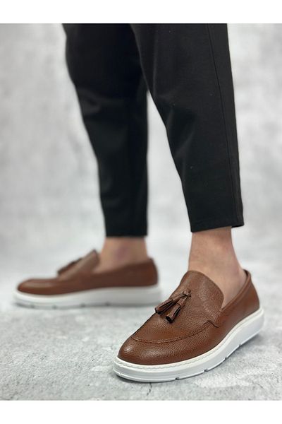BOA Ba0005 Laceless High Sole Classic Tasseled Tan Skin Corcik Men's Shoes