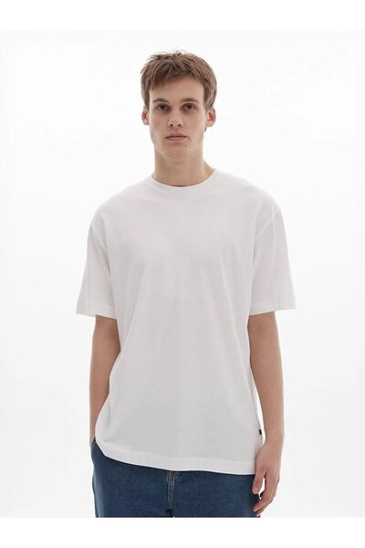 Ltb Sıfır Yaka Basıc Kısa Kol Loose Beyaz T-shırt