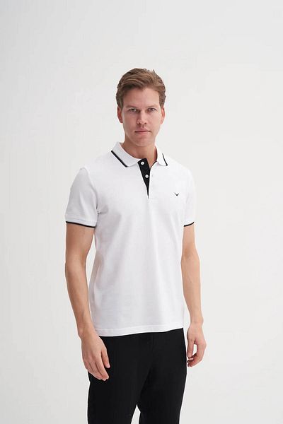 Cazador Ανδρικό μπλουζάκι Polo Neck White Black 4614