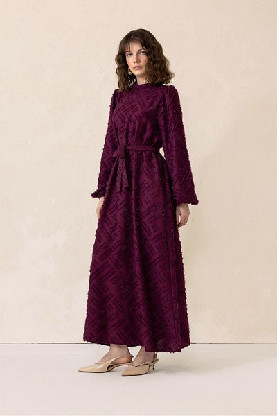 Olcay Rochie de seara hijab cu model cu ciucuri argintii ROSA CLARE 1528