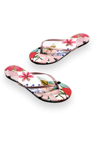 Tkees Tk-2209 Classic Patterned Flip Flops Multicolored Women's Slippers