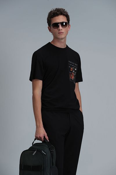 Lufian Μαύρο T-Shirt Crew Neck Exotic111020202
