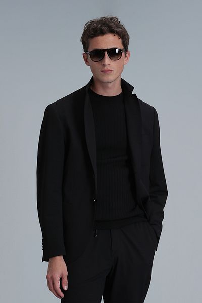 Lufian Sacou blazer pentru bărbați, negru, slim fit, sport