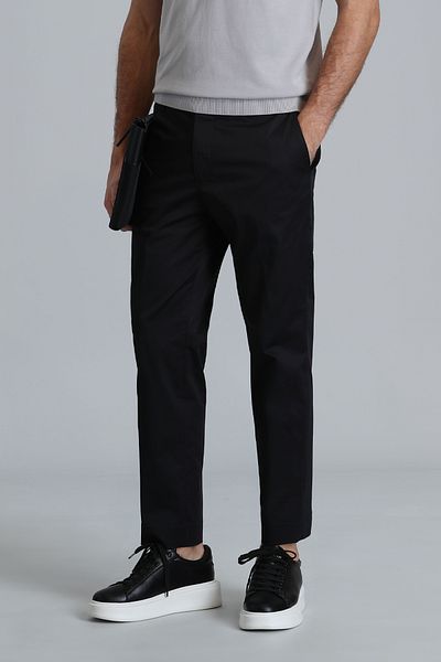 Lufian Men's Slim Fit Black Chino Pants - Plus Smart