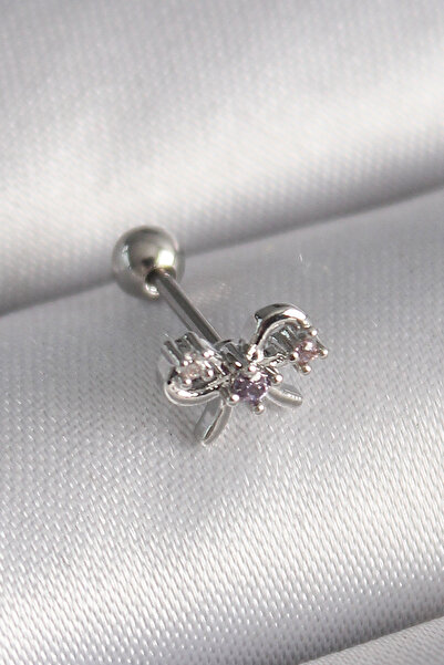 Skygo ثقب الزنمة بشريط فضي 316L مع تفاصيل حجر الزركون - TJ-PR1265