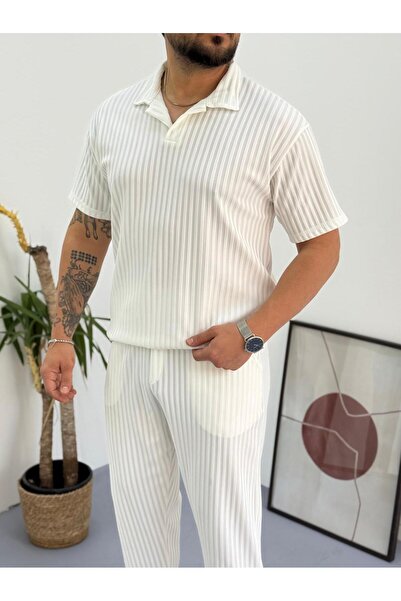 Combineman35 Ανδρικό μπλουζάκι με γιακά πόλο από ύφασμα Lycra με ραβδώσεις