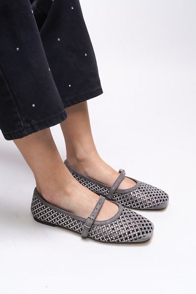 Riccon Gray Suede Phrelduth Women's Ballerinas 0012400