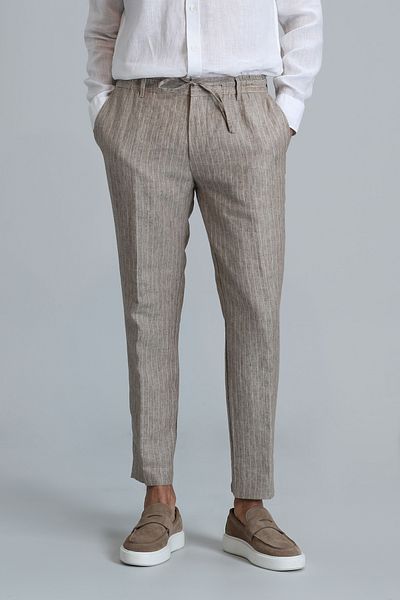 Lufian Beige Mario Smart Men's Chino Pants - Tailored Fit