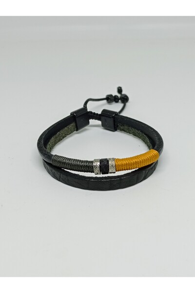 mama india alaçatı Modern Design Double Adjustable Leather Bracelet No 8