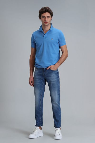 Lufian Slim Fit Blue Smart ανδρικό μπλουζάκι πόλο