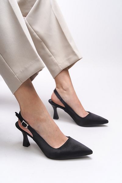 Riccon Pantofi cu toc pentru femei Jenelossa 0012013   Satin negru