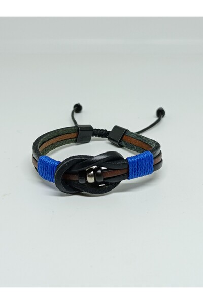 mama india alaçatı Celtic Knot Model Adjustable Leather Bracelet No 9