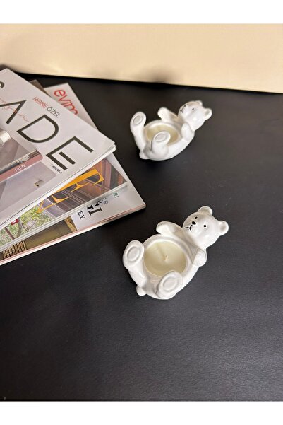 Vela Anatolia El Yapımı Sevimli Ayı Mum-vanilya Kokulu Taş Tozu Mum, Dekorati...