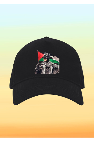 relaxbaskı قبعة باتمان مطبوعة للأطفال مع العلم الفلسطيني