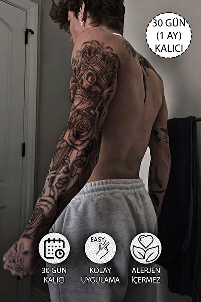 SERRANO 30 Gün / 1 Ay Kalıcı Kurukafa ve Kadın Geçici Kol Kaplama Dövme Tatto...