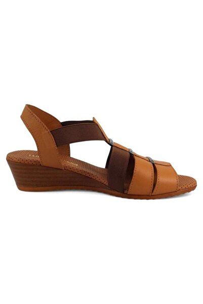 Mammamia 2735 Genuine Leather Daily Women's Sandals-Tan