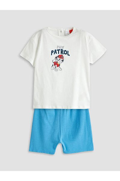 LC Waikiki Lcw Baby Ecru Paw Patrol Printed Baby Boy T-Shirt and Shorts 2-Pack