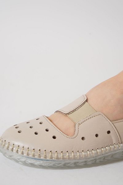 Moda Pie Pantofi din piele naturală cu capse Teval cu copertă rigidă bej