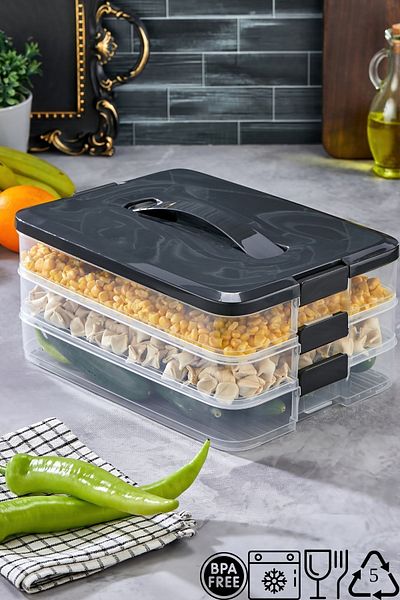 ALP HOME Practical 3 Tiers Storage Container Refrigerator Organizer Multi-Purpose Storage Container