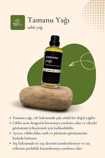 sabunal Tamanu Oil 100 ml - Cold Pressed Skin and Hair Care Oil
